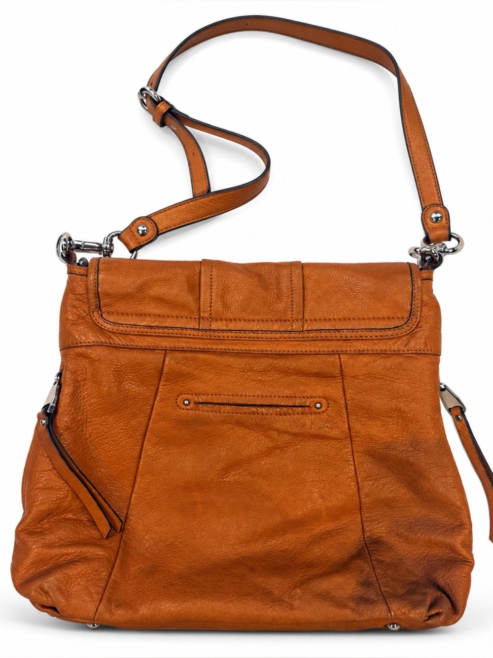 Markowsky Orange Leather Shoulder Bag with Silver Hardware - Picture 5 of 5